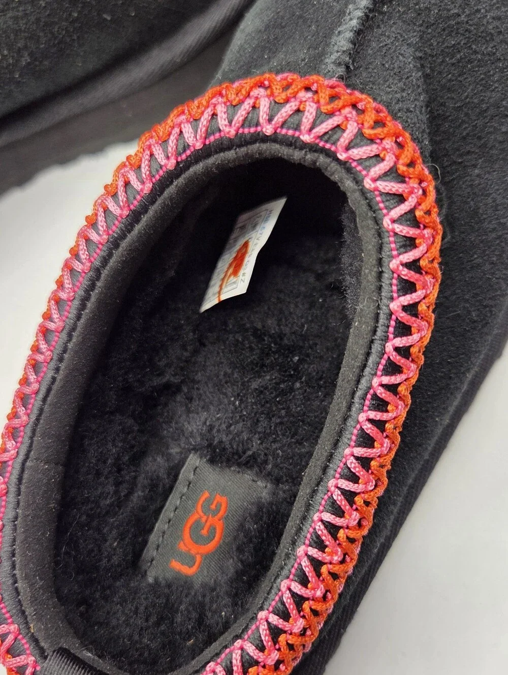 UGG Black Suede Slip-On Clog with Neon Stitching